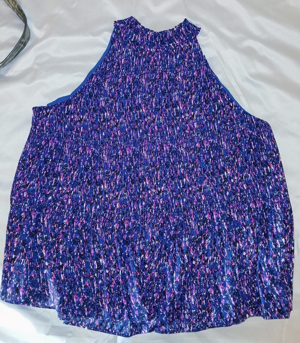 APT.9 Women's Abstract Flare Tank Top Blue & Pink Size XL